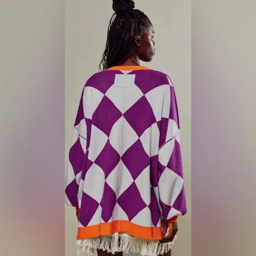 NWOT Free People We the Free M The Manny Cardigan in Dahlia Combo New $248 - Picture 2 of 8